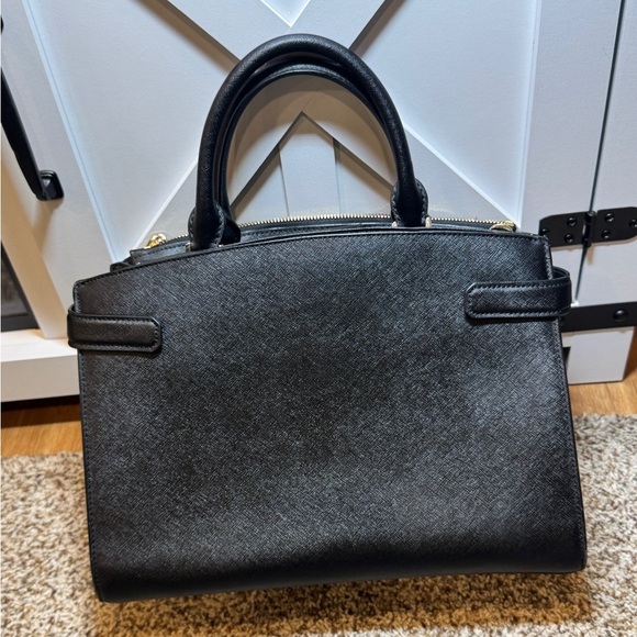 Michael Kors Karla Medium EW Leather Satchel Bag Black - Picture 7 of 12